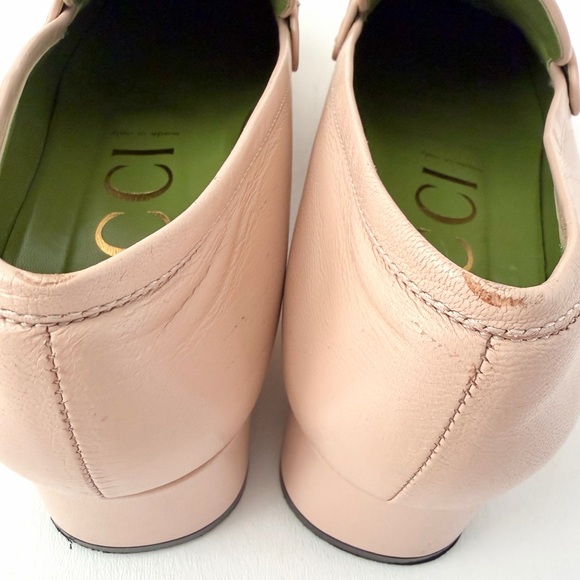 GUCCI || Houdan Blush Leather Horsebit Loafer Pumps Block Heel EU 40.5 - Picture 10 of 16